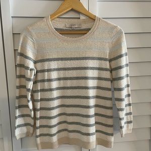 LOFT Striped Scallop Neck Sweater